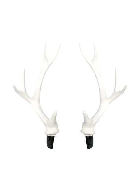 Decorazioni natalizie 1Pair 25CM Simulazione Corna di cervo in plastica Bianco artificiale per la decorazione della parete della fascia per la testa fai-da-te