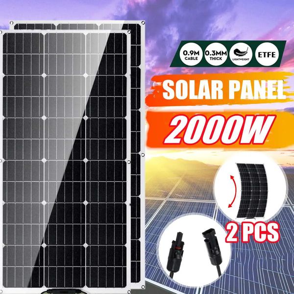Зарядные устройства 2000 Вт Солнечная панель 18 В Высокоэффективное монокристаллическое гибкое аварийное зарядное устройство для уличных аккумуляторов Лодочное зарядное устройство 231120