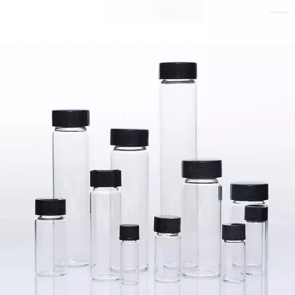 Frasco de amostra de reagente com tampa de parafuso, vidro medicinal transparente de baixo borosilicato de laboratório de 2ml a 60ml para experimento