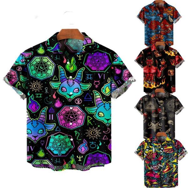 Camisas casuais masculinas Y2K HOMBRE PRIMEIRA DE DIVIDO DE MANDA CURTA Rua Hawaiian Beach Vintage Harajuku 230421