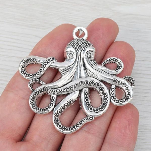 Collane con ciondolo 2 X Argento tibetano Grandi polpi calamari Pendenti con ciondoli per collana fai da te Accessori per gioielli Accessori 59x57mm