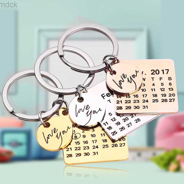 Schlüsselanhänger Schlüsselanhänger Ring mit Gravur Datum Kalender Edelstahl Schlüsselanhänger Hochzeitstag Geschenk für Freund Ehemann