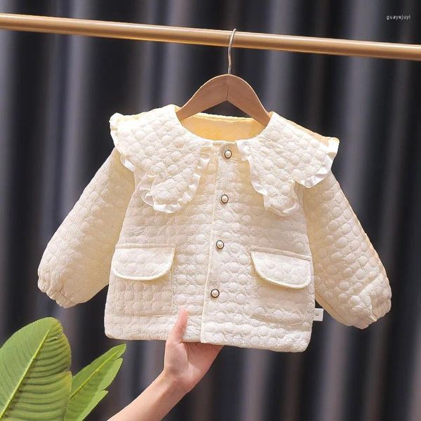 Пуховое пальто, осенне-зимняя плюшевая теплая куртка для детей 0-5 лет, корейская версия, модный универсальный топ для девочек на день рождения, детская одежда 2023 г.