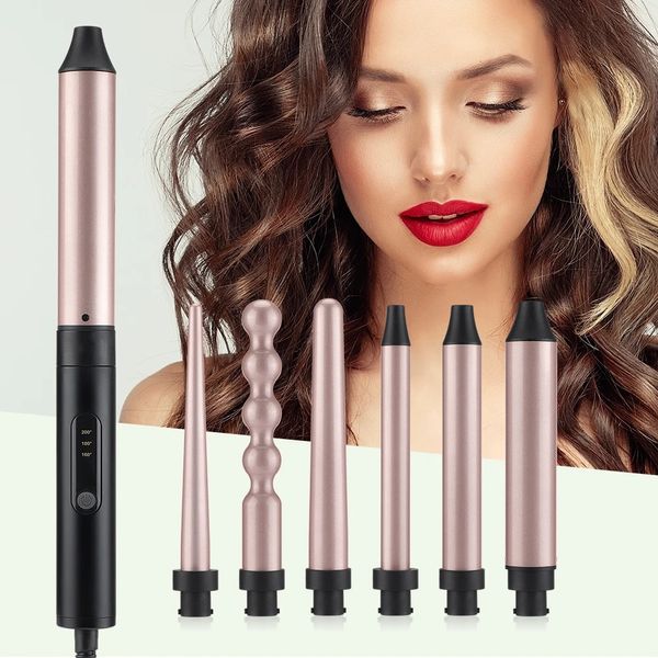 Curling Irons 5 em 1 Profissional Cabelo Curling Iron Cerâmica Triplo Barril Modelador de Cabelo Ferros Onda Waver Styling Ferramentas Hair Styler Wand 231120