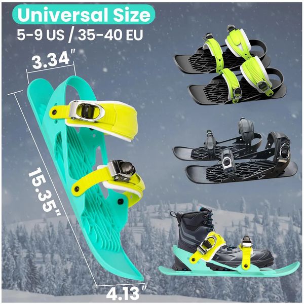 Мини-лыжные коньки для катания на санях для взрослых, короткие лыжные доски, сноуборды, регулируемые крепления, портативные лыжные туфли, сноуборд 231120