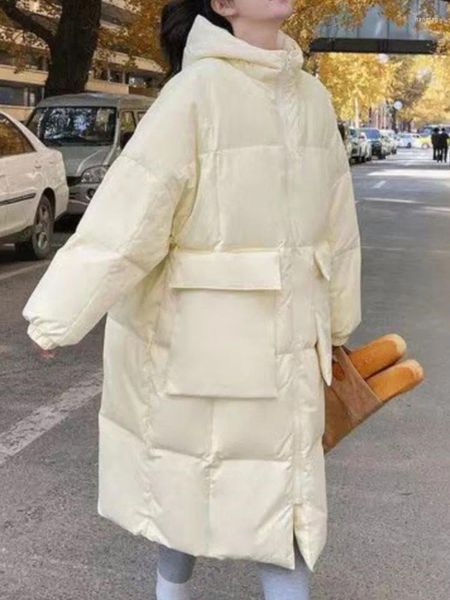 Trench da donna Cappotto invernale con cappuccio lungo Parka Cappotto allentato casual da donna Addensare giacche oversize calde Piumini in cotone femminile