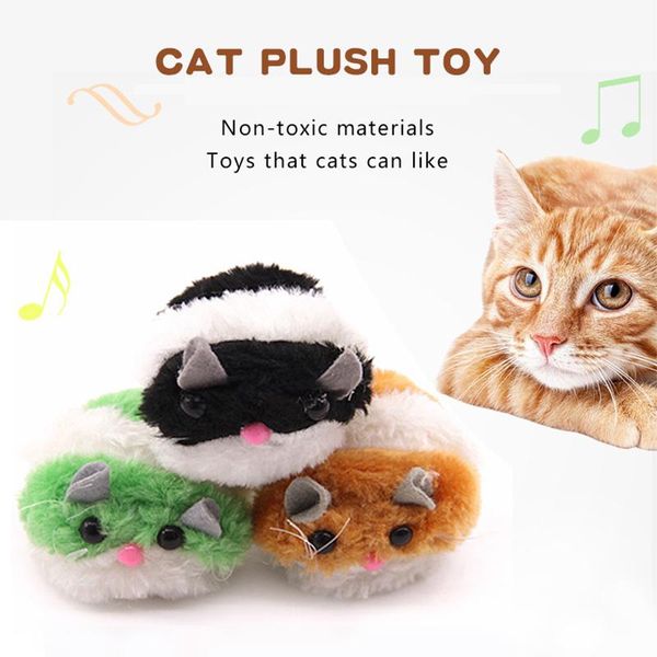 Toys de gatos interativos seguros fofos de pelúcia movimentos de mouse simulação de estimação Pet Toy Durable Bite para pequenos gatos produtos