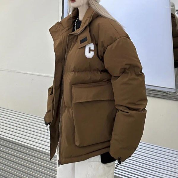Casacos de trincheira femininos jaqueta de inverno mulheres 2023 sólido simples com capuz bolha casaco de algodão acolchoado quente parka bolsos casuais outwear