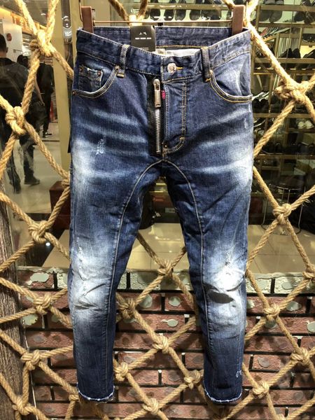 DSQ Slim Blue Herren Jeans DSQ2 BIKER JEANS Classic Hip Hop Rock Moto Design Distressed Denim Skinny DSQ2 Jeans 188