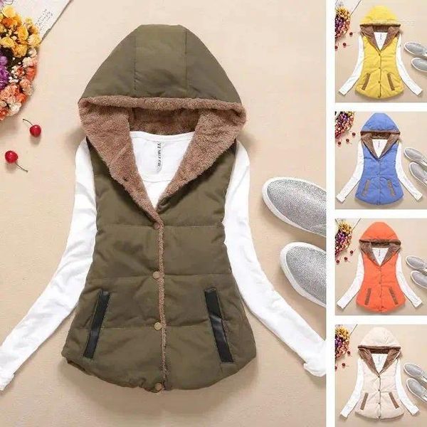 Frauen Westen Frau Jacke Weste Herbst Winter Mit Kapuze Baumwolle Baumwolle Gepolsterte Kleidung Wadded Chaleco Mujer