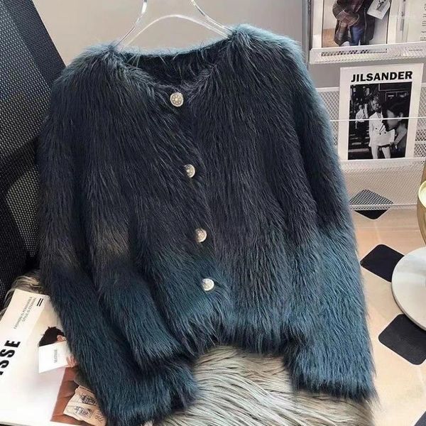 Женские куртки 2023, женское пальто из искусственного меха, осень-зима, высококачественная пушистая короткая куртка, большие размеры S--3XL