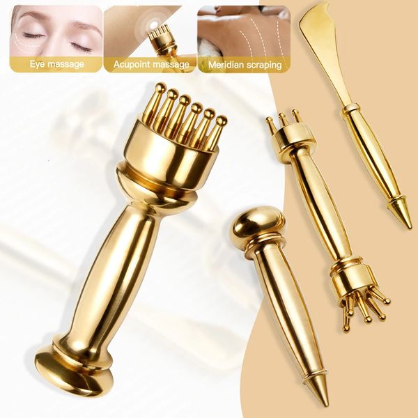 Dispositivos de cuidados faciais Pure Copper Massager Corpo Raspagem Pescoço Levantando Meridian Acupoint Celulite Removedor Rugas Guasha Beleza Pele 231121