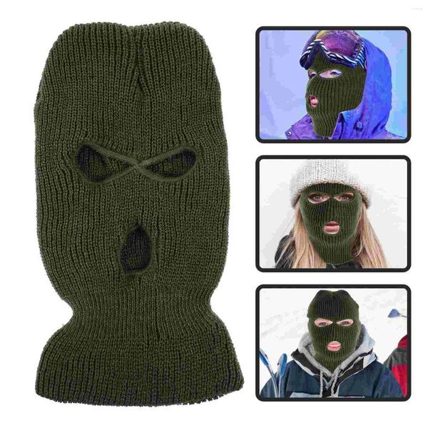 Bandanas Máscaras faciais 3 buracos cobertura completa malha esqui esportes ao ar livre chapéu de malha balaclava tricô