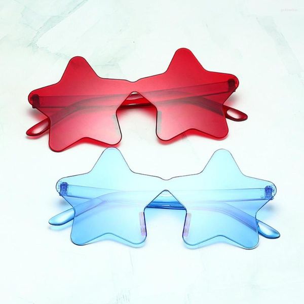 Óculos de sol Star forma de sol dos óculos leves Funny Pentagram Candy One Piece Eyewear Multi Colors Decoration Partyless Rimless