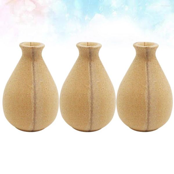 Vasos 3 pcs vaso de flor de madeira branda inacabado plantador de madeira em branco para diy artesanato pintura vaso vazolar