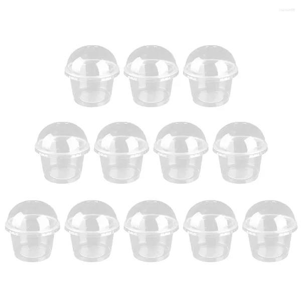 Tek kullanımlık bardak pipetler 20 PCS tatlı fincan 250ml berrak salata capacillos para cupcake mus kapağı plastik kap kapakları