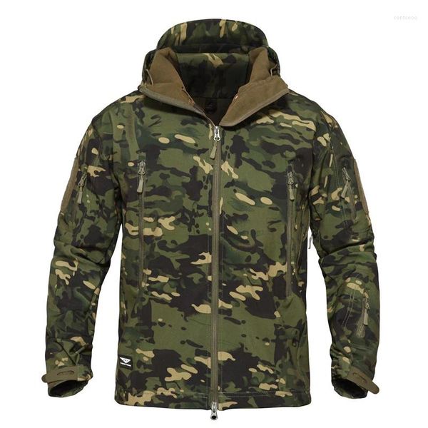 Jaquetas ao ar livre inverno à prova de vento caminhadas jaqueta para homem caça térmica casaco blusão militar camuflagem velo