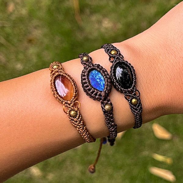 Charme Pulseiras Amorcome Vintage Mulheres Natrual Pedras Trançadas Pulseira Casal BraceletBangles Corda Corrente Pulsera Jóias Presente Atacado