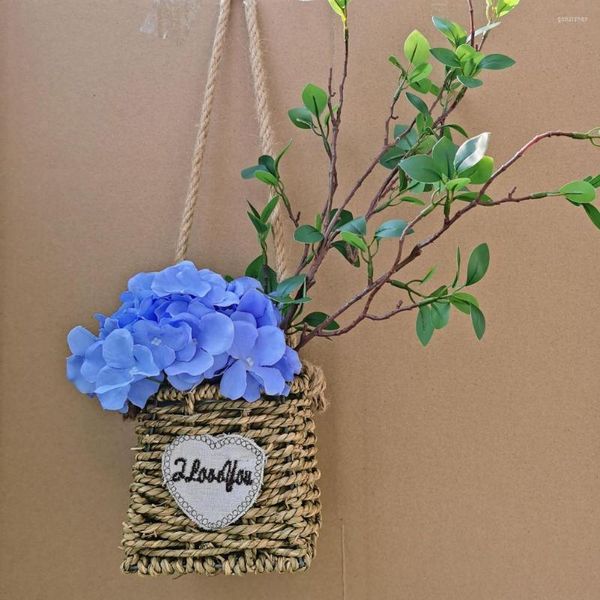 Flores decorativas Manutenção simples realista realista de cesta de cesta de longa grinalda pingente de guirlanda de veia transparente com corante de corda