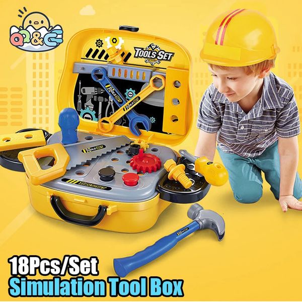 Werkzeuge Werkstatt Kinder Toolbox Kit Lernspielzeug Simulation Reparatur Bohrer Kunststoff Spiel Lernen Engineering Puzzle Geschenke für Jungen 231120