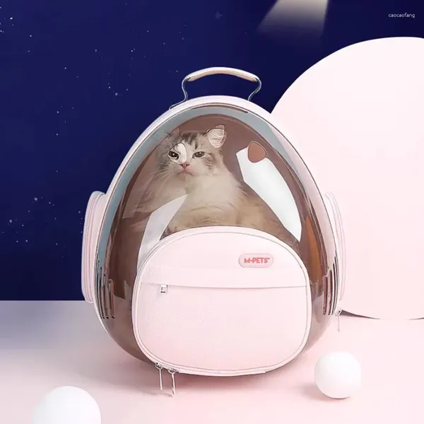 Gato portadores meninas saco de viagem bonito zíper portátil ao ar livre respirável caso ombros peito transparente mochila pet transportadora