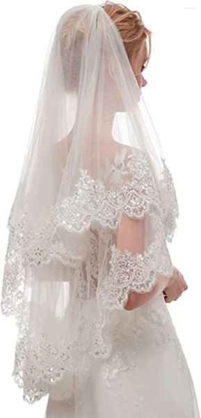 VEILS BRIDA VEILS Branco Véu de marfim 2 camadas com laca de laca Decal