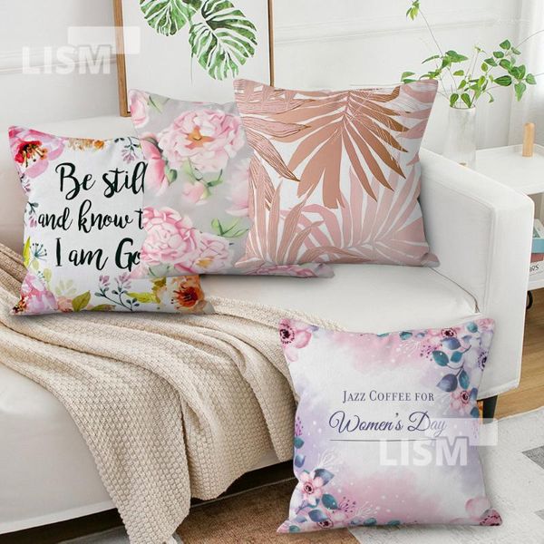 Federa per cuscino rosa carino federa decorativa cuscino per divano stampa firma personalizzata modello letto decorazioni per la casa copertura per auto