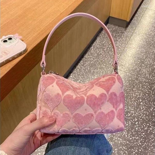 Borse da sera Xiuya Moda Rosa Borsa da donna Cuore Casual Dolce Borsa a tracolla carina Autunno Inverno Stile coreano Designer di lusso Square