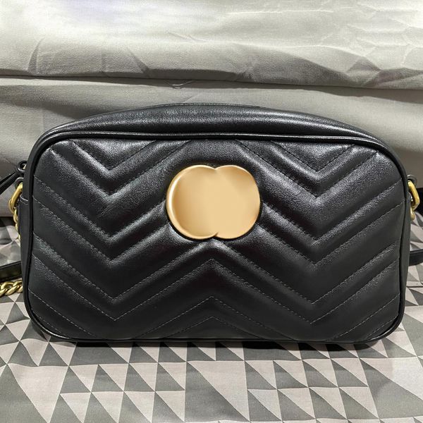 Bolsas femininas de grife Marmont mini câmera 2 tamanhos Bolsas de luxo masculinas bolsa de ombro bolsa transversal pequena caixa redonda acolchoada com zíper pochete corrente senhora bolsas de noite