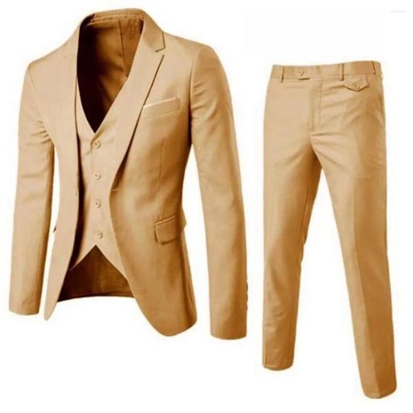 Abiti da uomo Terno Matrimonio per uomo 3 pezzi Pantaloni eleganti neri Abito da cerimonia formale da festa con bottone singolo slim fit di marca