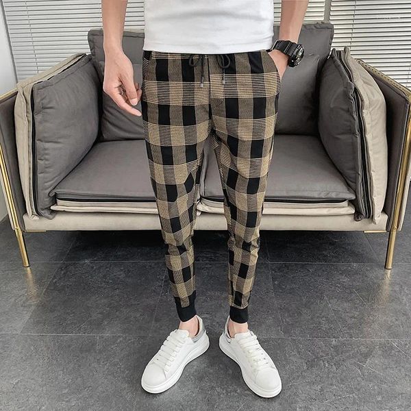 Pantaloni da uomo Primavera Estate Plaid Harem Abbigliamento uomo 2023 Semplice lunghezza alla caviglia Slim Fit Casual Hip Hop Jogging Pantaloni Streetwear 36