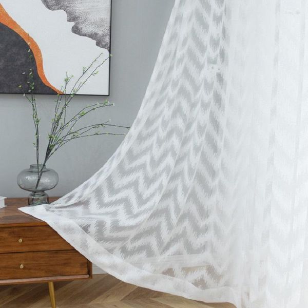 Tenda 2023 Nordic Light Luxury Finestra Schermo Bianco Motivo a onde Tende in stile americano per soggiorno Sala da pranzo Camera da letto