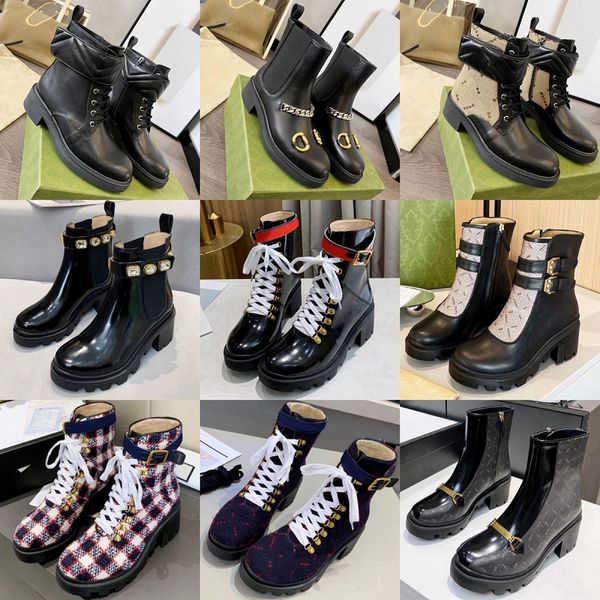 Denim-bestickte Stiefel, Luxus-Designer-Stiefel, modische Damen-Stiefel mit hohen Absätzen, sexy klobige Plateauschuhe, Wildleder-Stiefeletten mit Strasssteinen und Diamanten, bequeme Martin-Stiefel