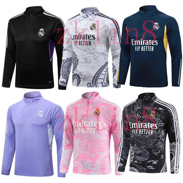 NEU 2023 2024 MODRIC Fußball-Trainingskleidung VINI JR Langarmtrikot mit halbem Reißverschluss BELLINGHAM MODRIC Fußballblazer Real Madrid Fußballtrikot Trainingsoberteil