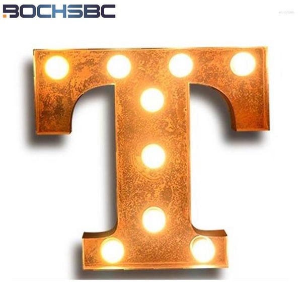 Wandleuchte BOCHSBC Eisen Logo T Buchstabe Lichter Vintage Lampen Dekorativer Hintergrund Licht Metall Alphabet Wandleuchte Led Lampara