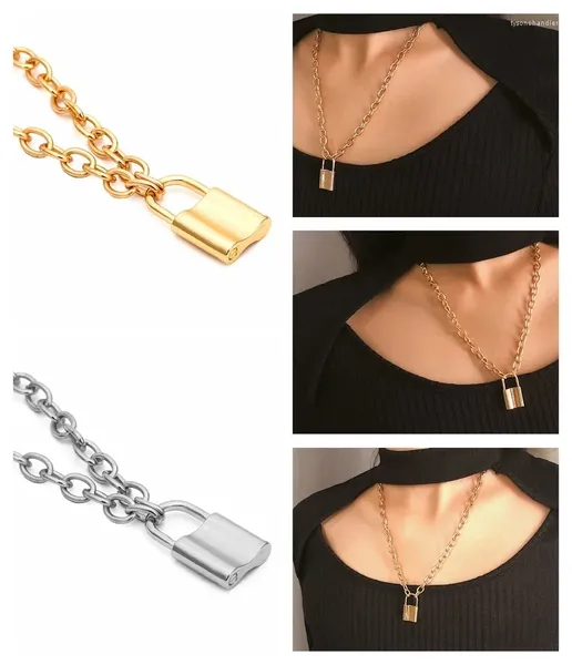 Anhänger Halsketten Vintage Lock Choker Halskette Steampunk Schlüsselbein Goldene Kette Collier Valentinstag Geschenk