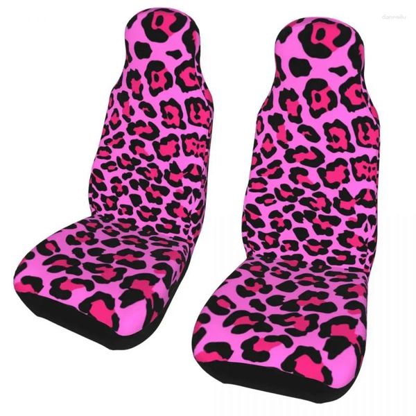 Capas de assento de carro 2 pcs leopardo rosa universal capa protetor acessórios interiores adequados para fibra de proteção