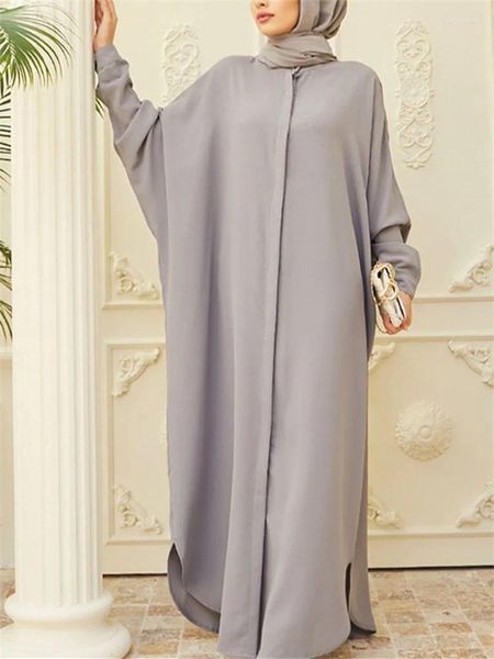 Ethnische Kleidung Botvotee Solides muslimisches Kleid Abayas für Frauen 2023 Mode Vintage Langarm islamische Abendkleider Übergroßer Kaftan