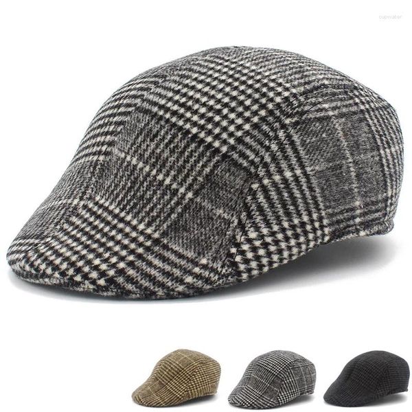 Berets Beret Chapéus Homens Sun Cap Lã Quente Duckbill Plana Ajustável Unisex Golf Sboy Hat Blower Estilo Britânico Chapeau