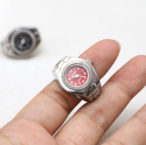 Vintage Ringuhr Kreativität Punk Hip-Hop Paare Ringuhr für Damen Herren Trendy Persönlichkeit Metall Mini Uhren Ringe Schmuck Geschenk