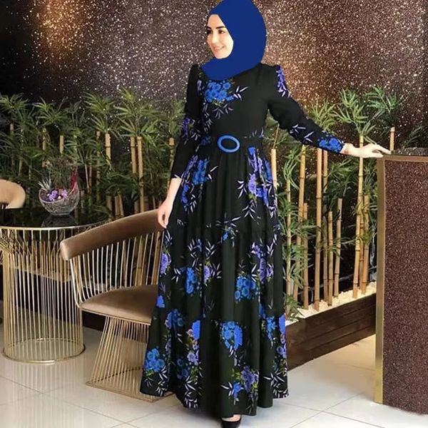 Plus Size Vestidos Floral Abaya Dubai Turquia Impressão Vintage Robe Eid Mulheres Muçulmanas Hijab Vestido Islam Árabe Feminino Kaftan Marrocos Vestidos de Festa Maxi 231121