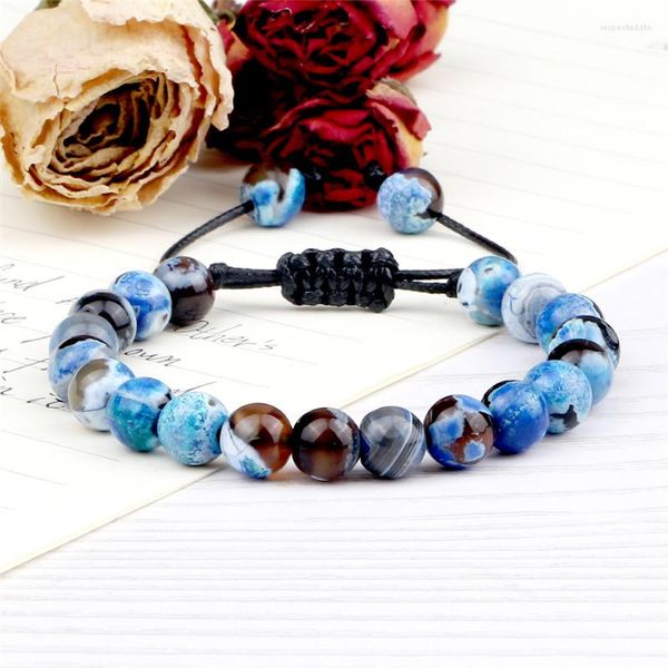 Strand Lava Runde Perlen geflochtenes Armband 8mm Naturstein Jewlry Mehrere Farbenergie für Mann / Frau verstellbare ArmbänderBangles