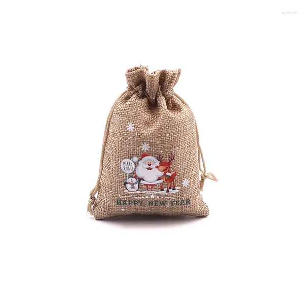 Sacchetti per gioielli 2023 Sacchetto per imballaggio regalo di Natale Candy Cookie Busicuit Pouch Juta Cordoncino tela per Festival Eco-friendly Dimensioni multiple