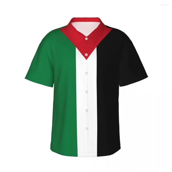 Мужские повседневные рубашки с 3D гавайским флагом Палестины и карманом для мужчин, пляжная рубашка с коротким рукавом, летняя одежда на пуговицах с цветочным принтом