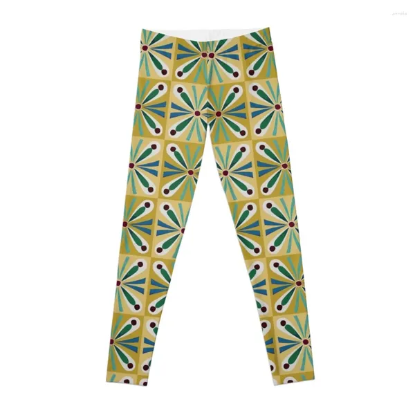 Pantalones activos Antiguo Egipto Cuadrado Dorado Tumba Patrón Leggings Deporte Yoga Desgaste Señoras