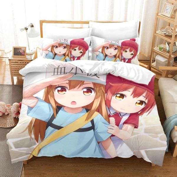 Set di biancheria da letto Anime Girls Set Cells At Work Copripiumino Federa Cartoon Consolatore 2/3 pezzi Biancheria da letto per adolescenti Ragazzi