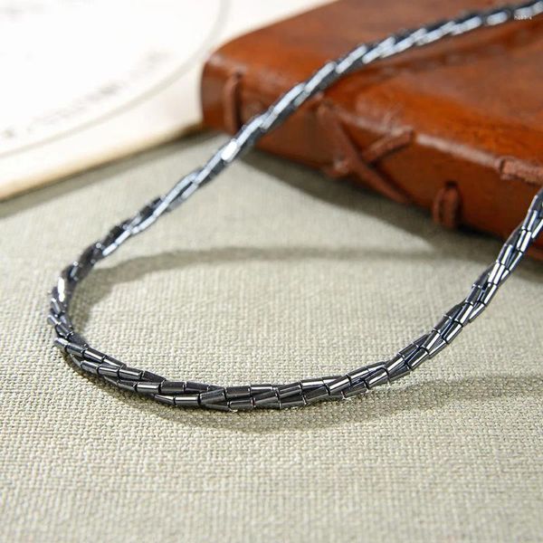 Girocollo Nero Vintage Collana di perline di ematite naturale Guarigione energetica Collane sane per uomo Donna Catena di gioielli 43 cm B419