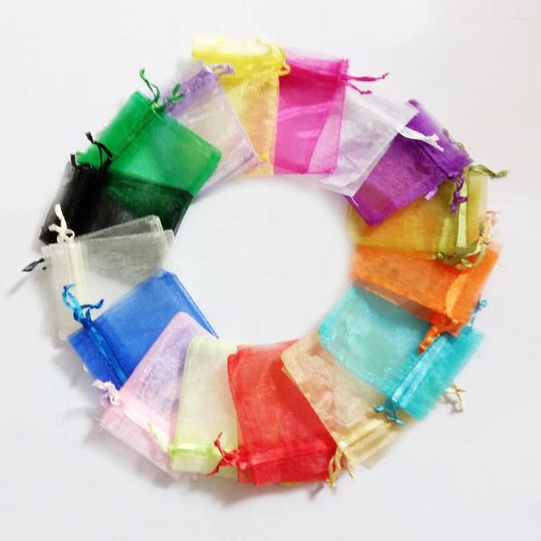 Bolsas de jóias 20/30cm 500pcs sacos de presente multicoloridos para jóias/casamento/natal/aniversário saco de fios com alças embalagem presentes organza