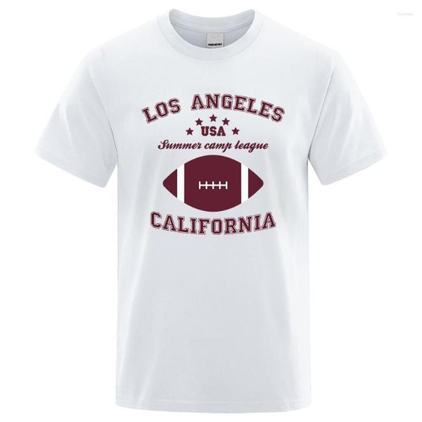 Мужские футболки в летнем лагере Лига Лос-Анджелес, Калифорния, мужская рубашка, удобная футболка хлопковые хип-хоп одежда свободная одежда