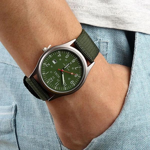 Relógios de pulso relógios de lona homens moda masculino relógio calendário relógio de quartzo pulseira de nylon esportes ao ar livre reloj hombre